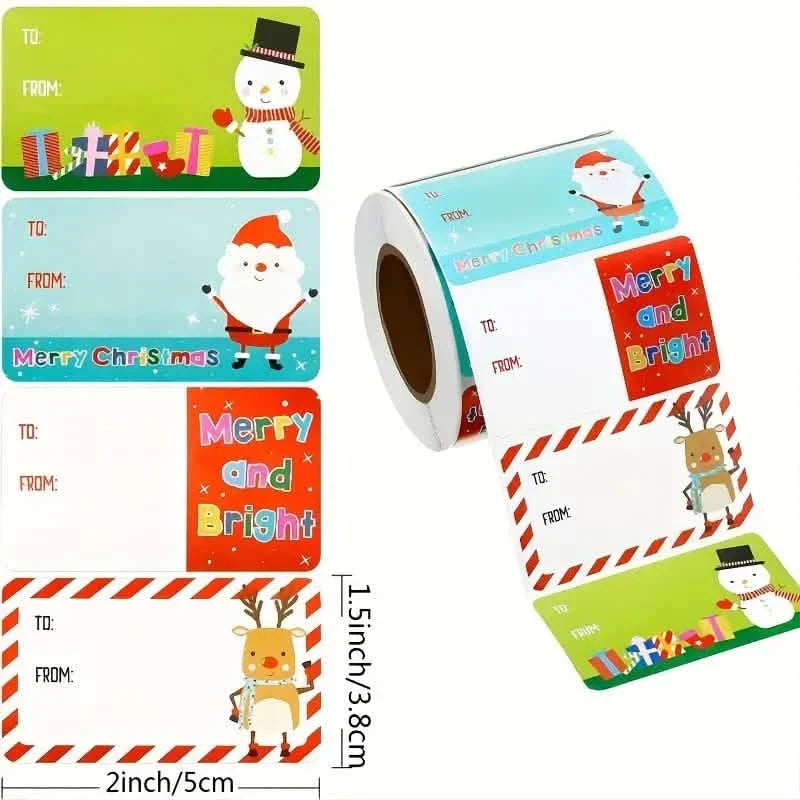500-Pieces/Roll: Self Adhesive Tags Christmas Tags