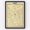 Vintage Map of Hamilton County, Illinois 1876