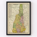 Vintage Map of New Hampshire 1909