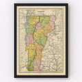 Vintage Map of Vermont 1909