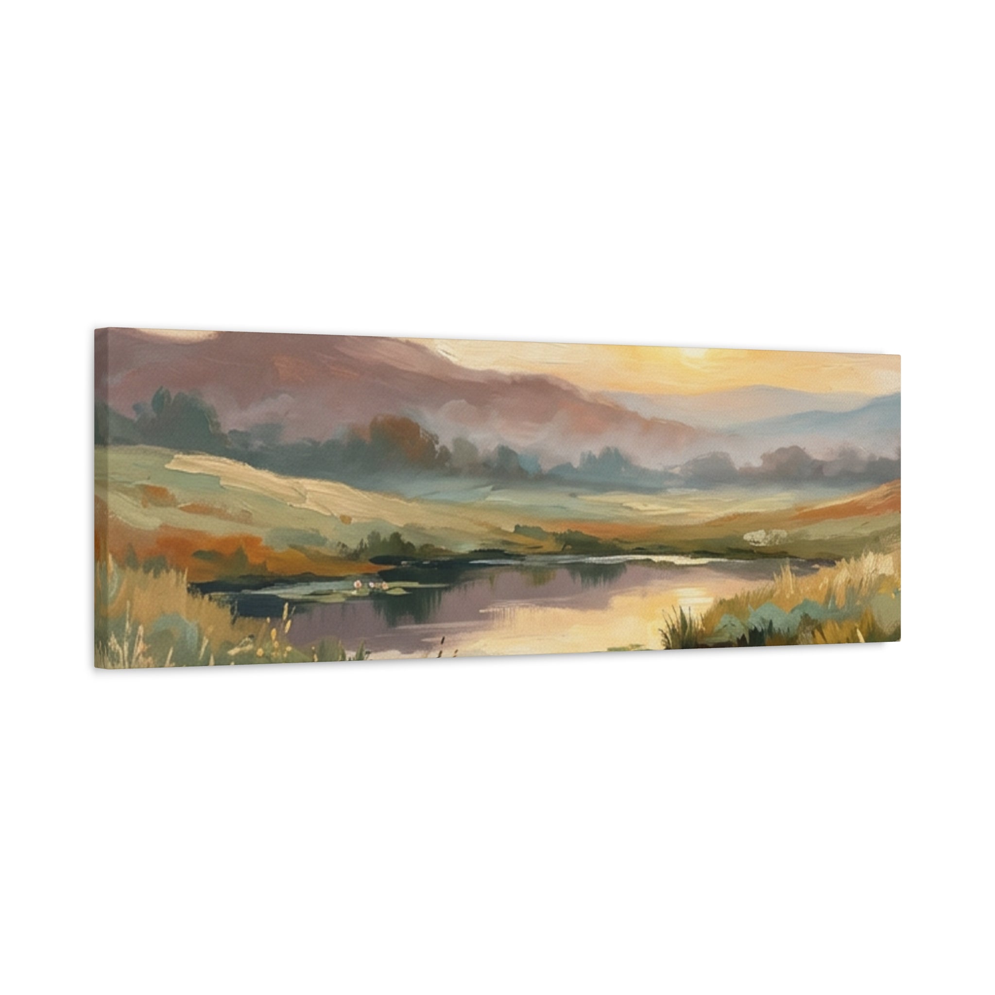 Sunset Meadow Canvas Wall Art — Stretched Matte Landscape Print