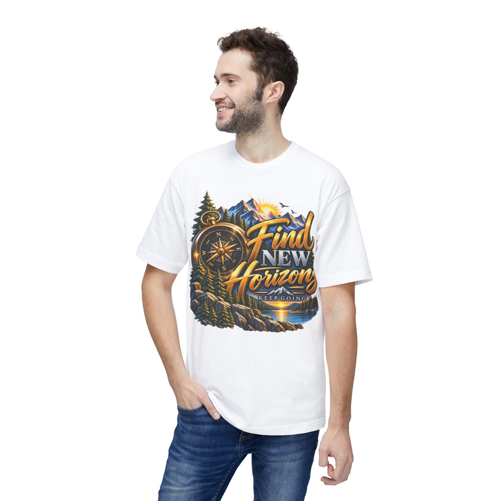 Find New Horizons T-Shirt — Adventure Compass Mountain Graphic Tee