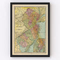 Vintage Map of New Jersey 1909