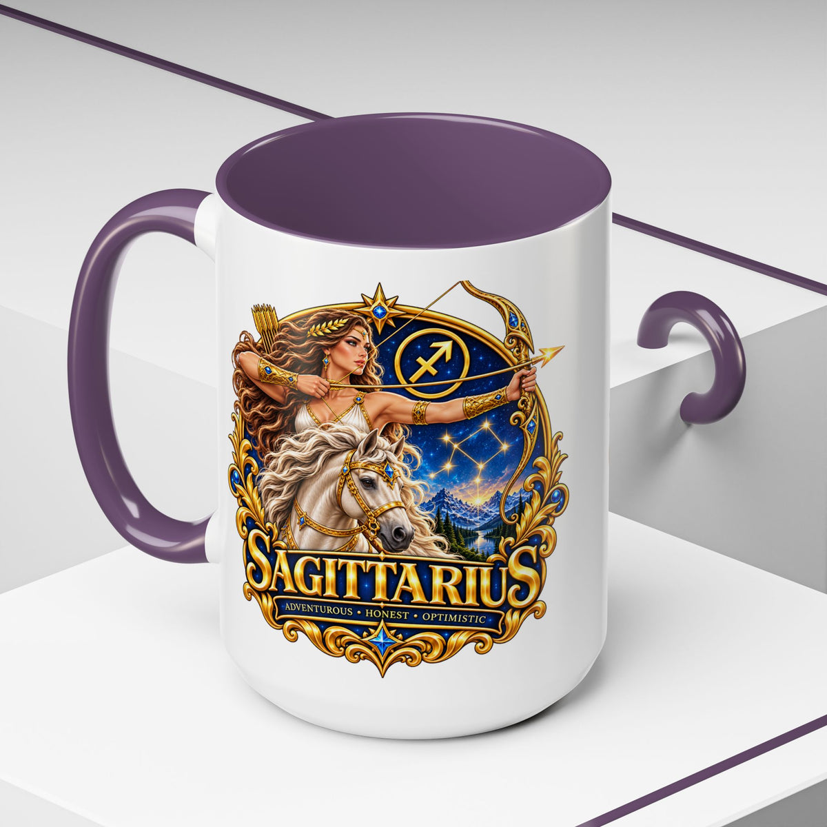 Sagittarius Accent Coffee Mug — Zodiac Archer Design (11/15oz)