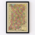 Vintage Map of Indiana 1909