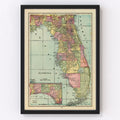 Vintage Map of Florida 1909