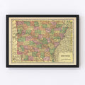 Vintage Map of Arkansas 1909
