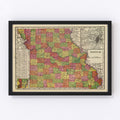 Vintage Map of Missouri 1909