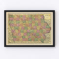 Vintage Map of Iowa 1909