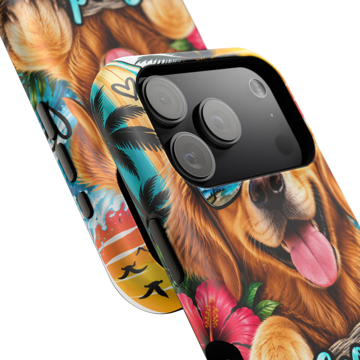 Phone Case — 'Good Vibes Only' Tropical Dog Impact-Resistant Case