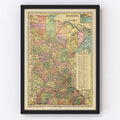 Vintage Map of Minnesota 1909