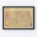 Vintage Map of North Dakota 1909