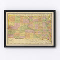 Vintage Map of South Dakota 1909