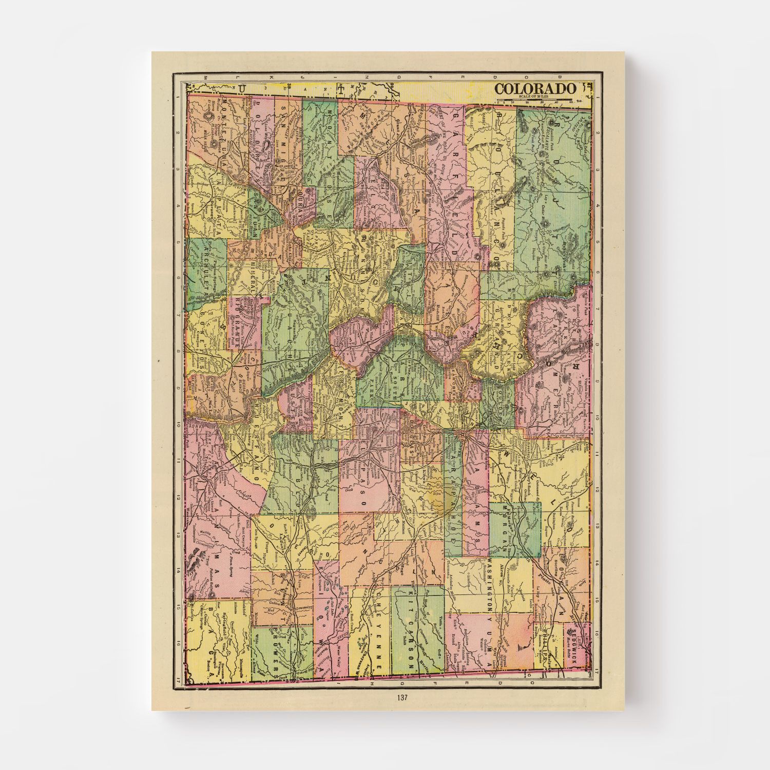 Vintage Map of Colorado 1909