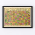 Vintage Map of Kansas 1909