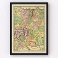 Vintage Map of New Mexico 1909