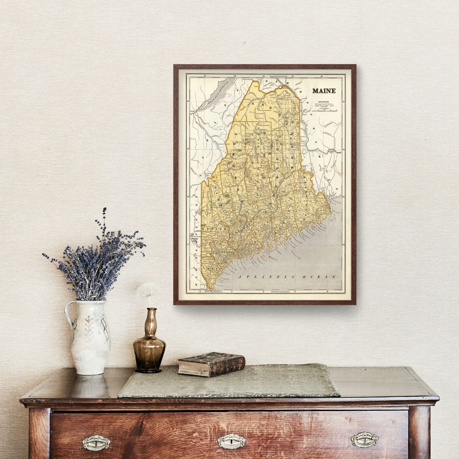 Vintage Map of Maine 1842