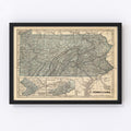 Vintage Map of Pennsylvania 1842