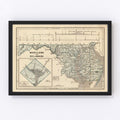 Vintage Map of Maryland & Delaware 1842