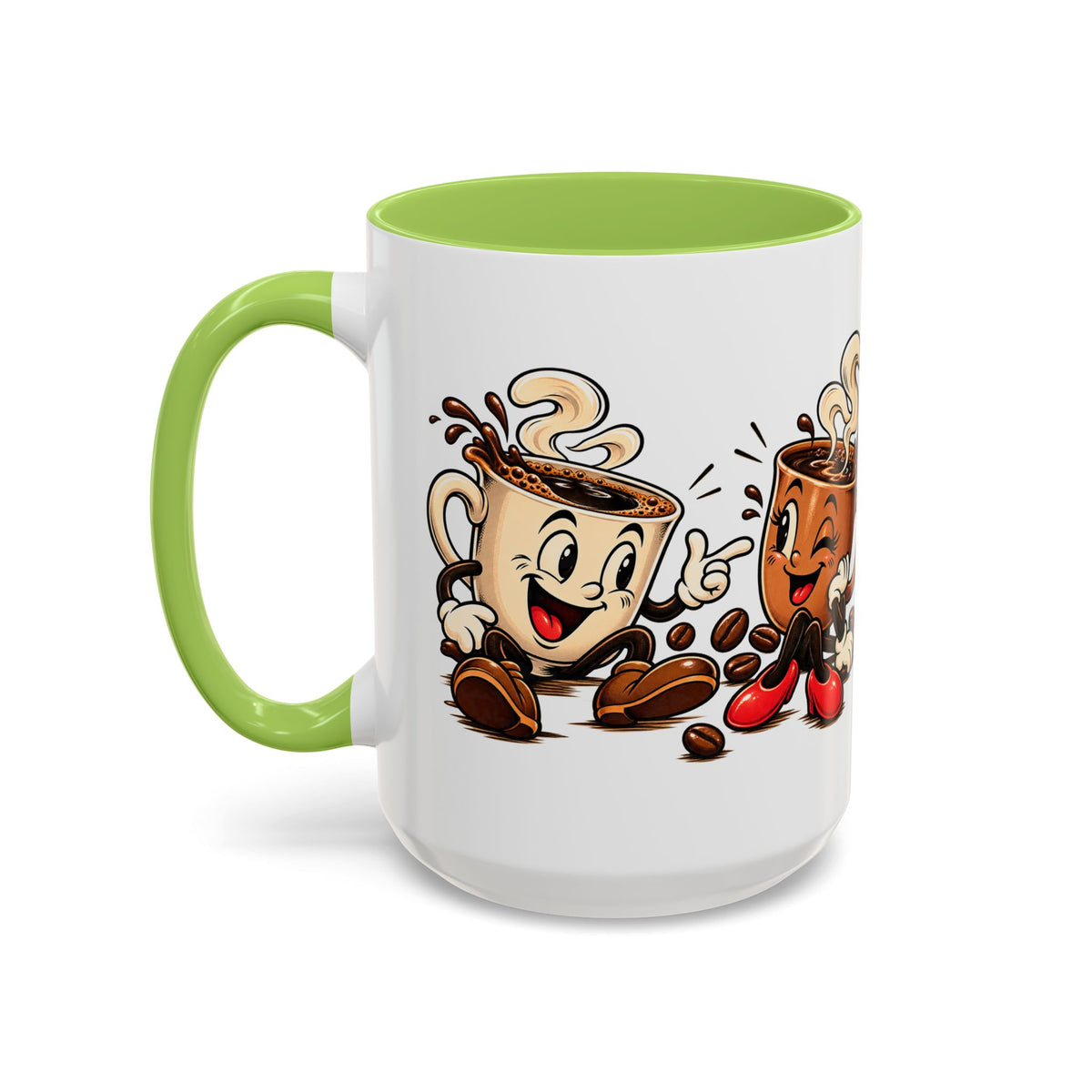 Coffee Cartoon Mug — Cute Dancing Coffee Cups Accent Mug