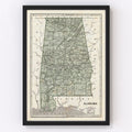 Vintage Map of Alabama 1842