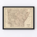 Vintage Map of Arkansas 1842