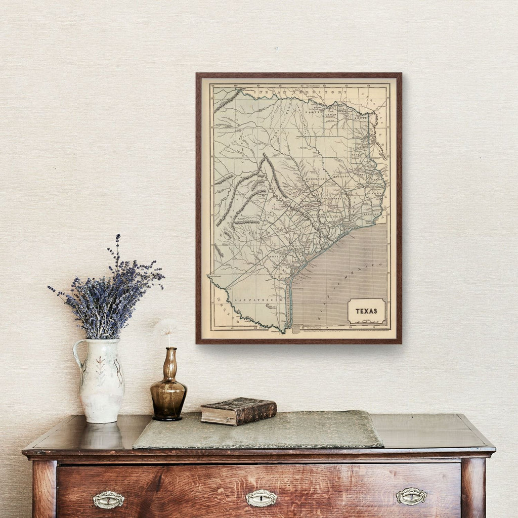 Vintage Map of Texas 1842