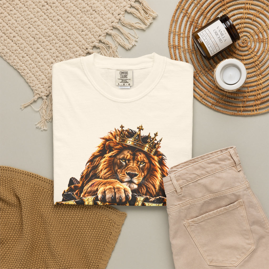 Lion Graphic T-Shirt — "Never Give Up: Great Things Take Time" Motivational Tee