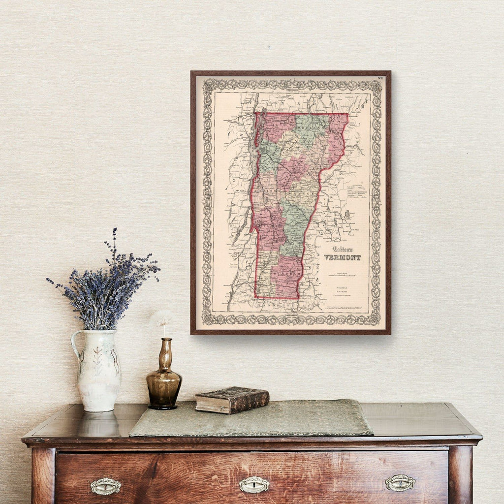 Vintage Map of Vermont 1861