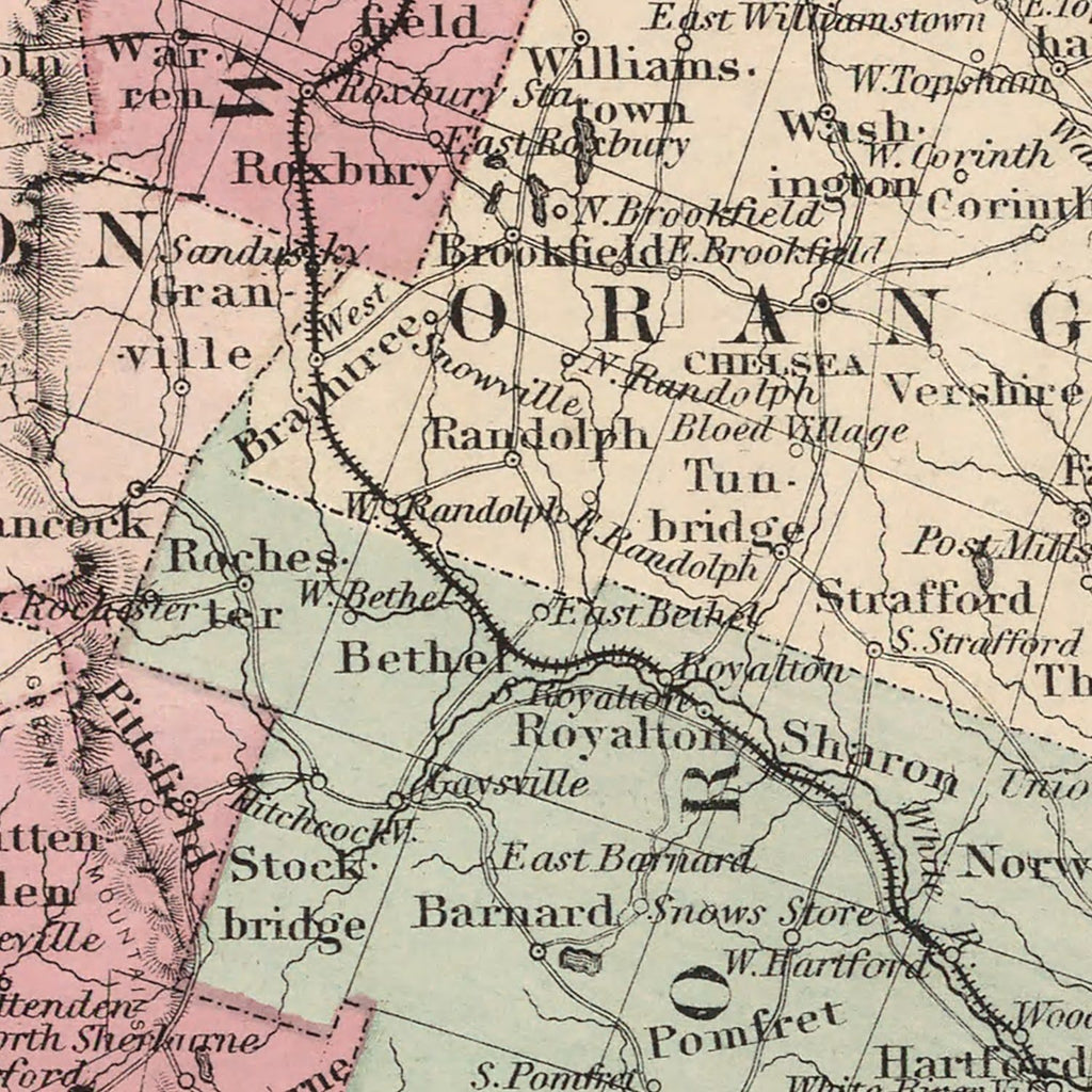 Vintage Map of Vermont 1861