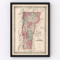Vintage Map of Vermont 1861