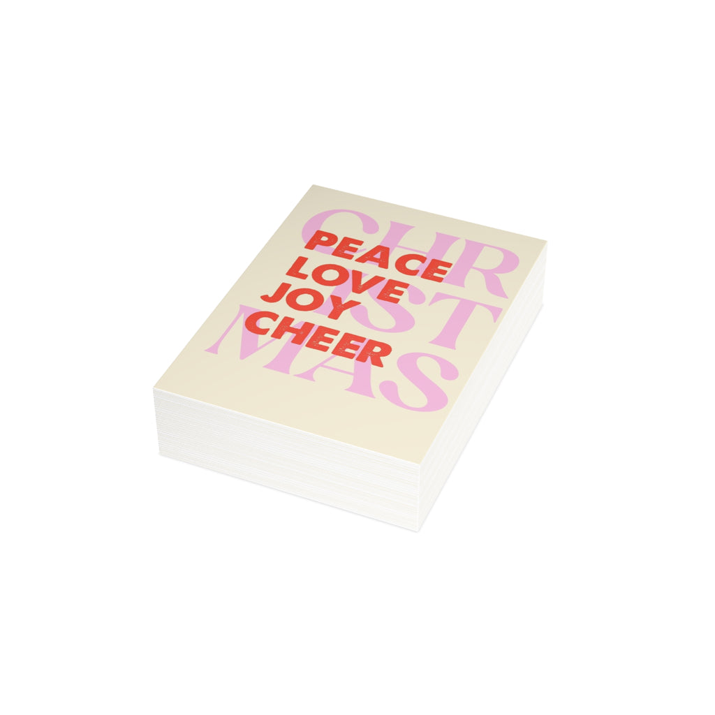 Christmas Peace Love Cheer Postcard Bundles (envelopes included)