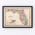 Vintage Map of Florida 1861