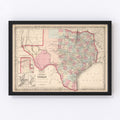 Vintage Map of Texas 1861