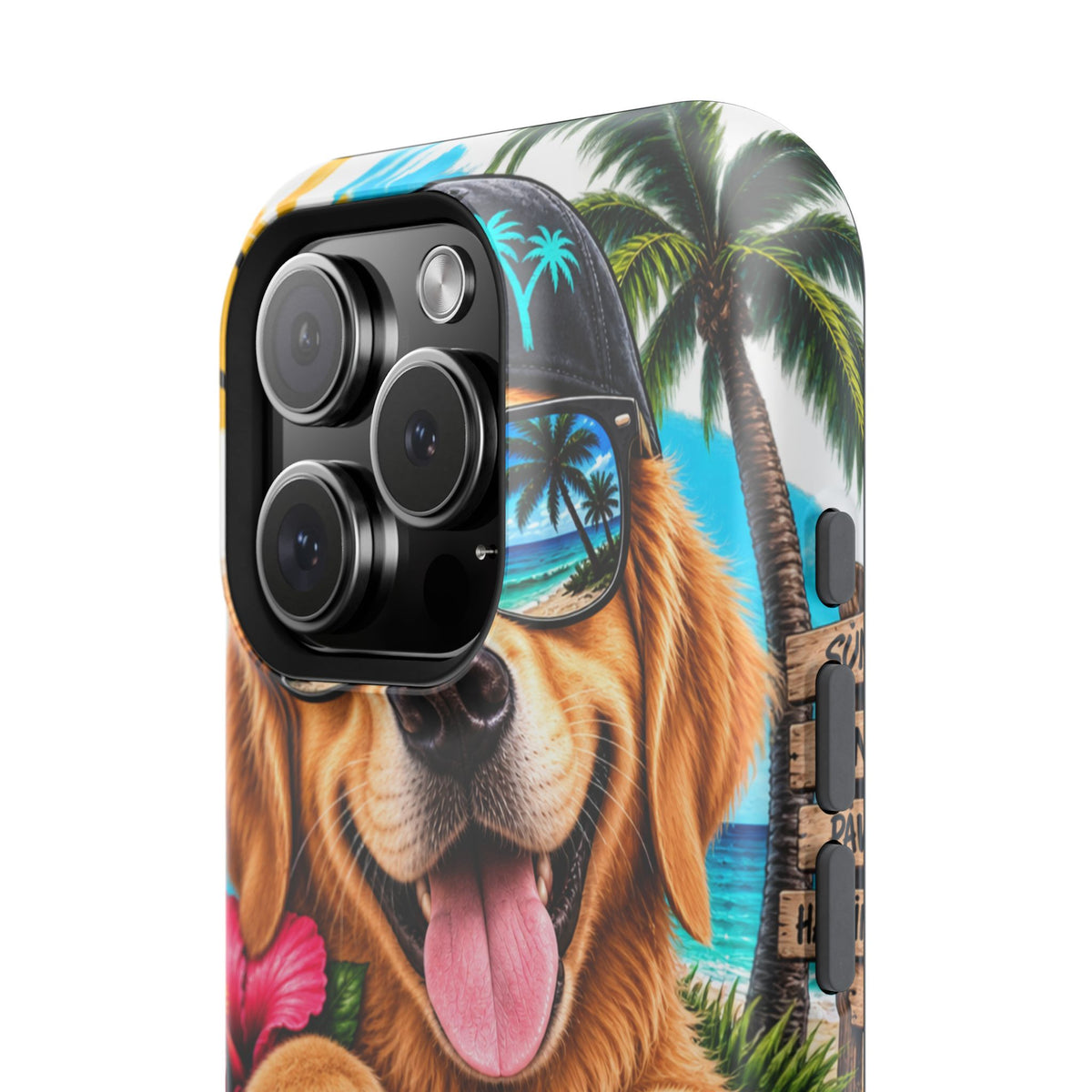 Impact-Resistant Phone Case — "Life Is Better With a Dog" Tropical Dog Design