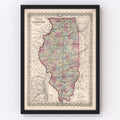 Vintage Map of Illinois 1861