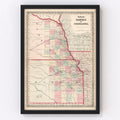 Vintage Map of Kansas & Nebraska 1861
