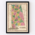 Vintage Map of Alabama 1824