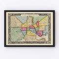 Vintage Map of Baltimore, Maryland 1860