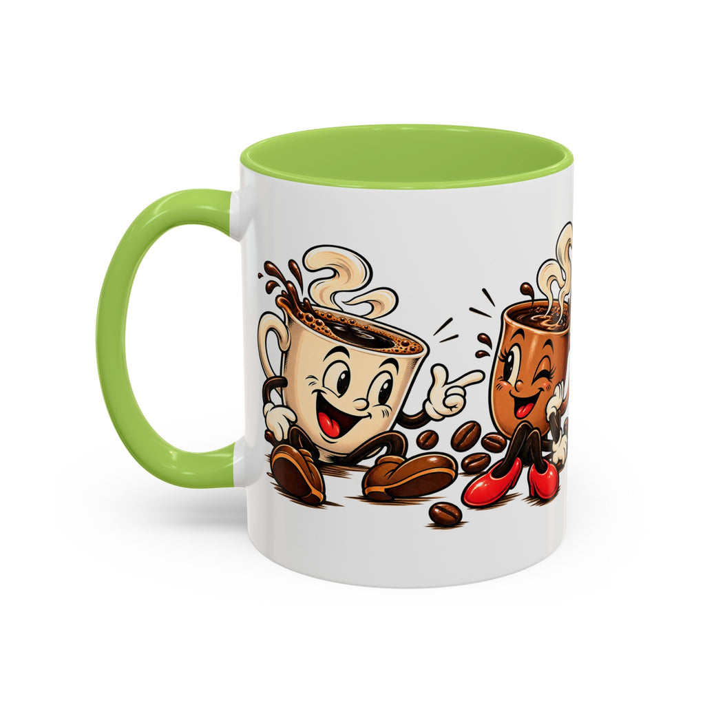 Coffee Cartoon Mug — Cute Dancing Coffee Cups Accent Mug