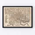 Vintage Map of Baltimore, Maryland 1844