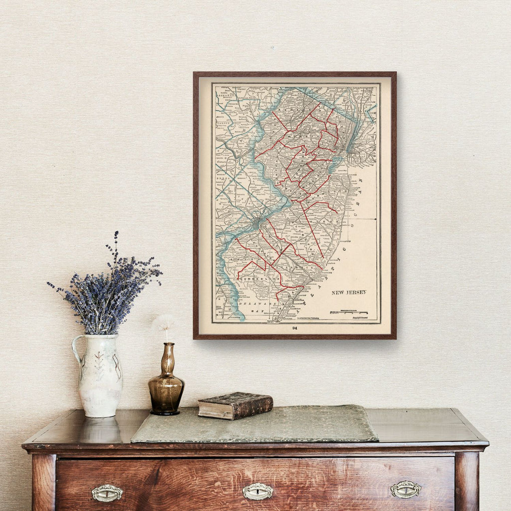 Vintage Map of New Jersey 1893