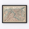 Vintage Map of Maryland & Delaware 1893
