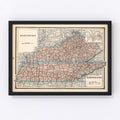 Vintage Map of Kentucky 1893