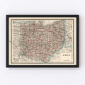 Vintage Map of Ohio 1893