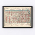 Vintage Map of Kansas 1893