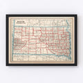 Vintage Map of South Dakota 1893