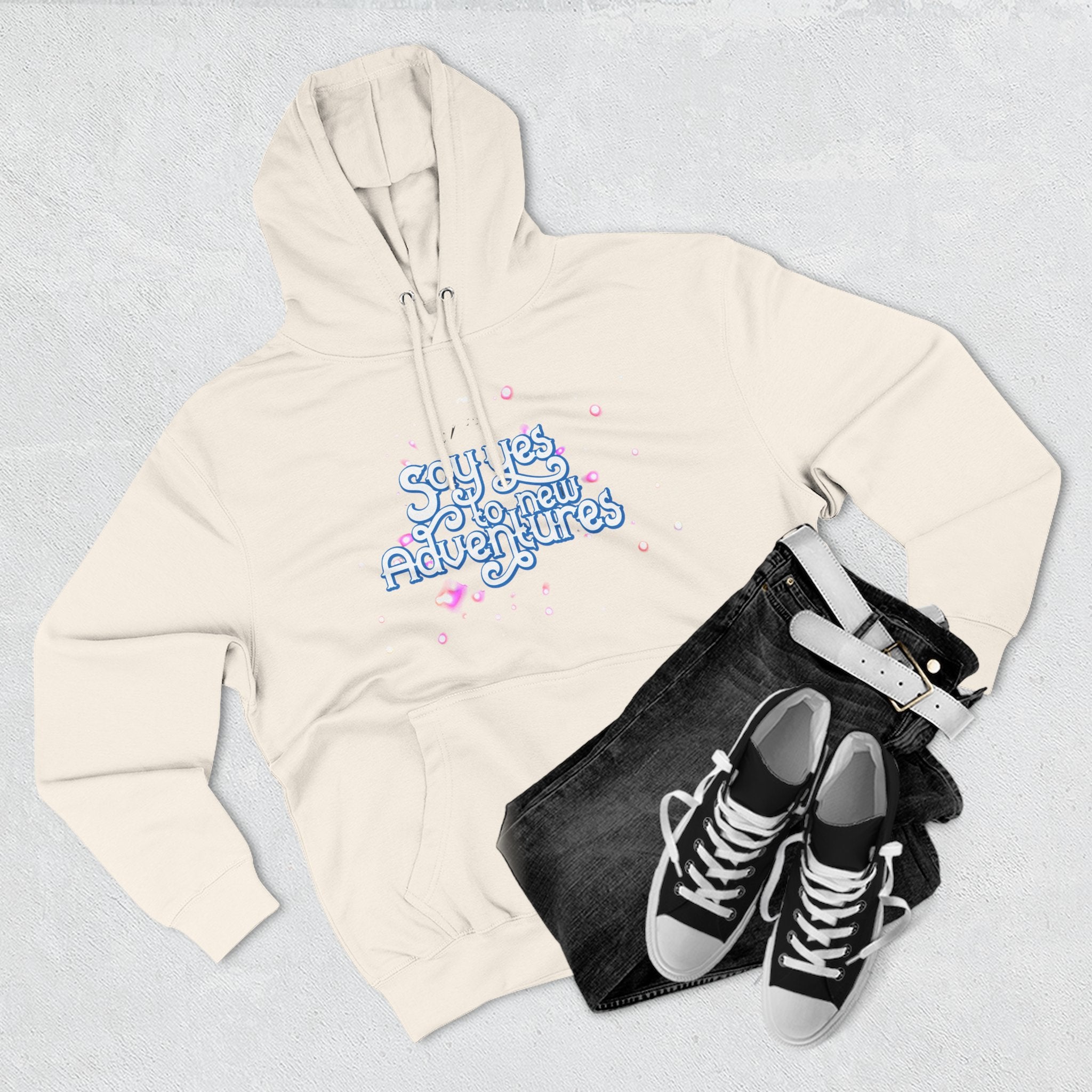 Hoodie — 'Say yes to New Adventures' Pastel Graphic Fleece Hoodie