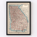 Vintage Map of Georgia 1893
