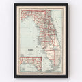 Vintage Map of Florida 1893